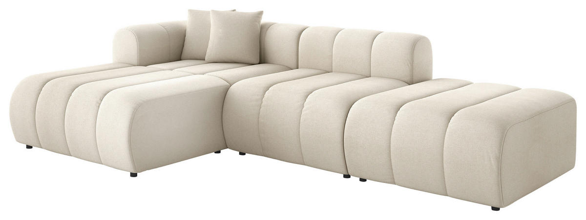 ECKSOFA Creme Webstoff Zierkissen  - Creme/Schwarz, LIFESTYLE, Kunststoff/Textil (178/289cm) - Milino