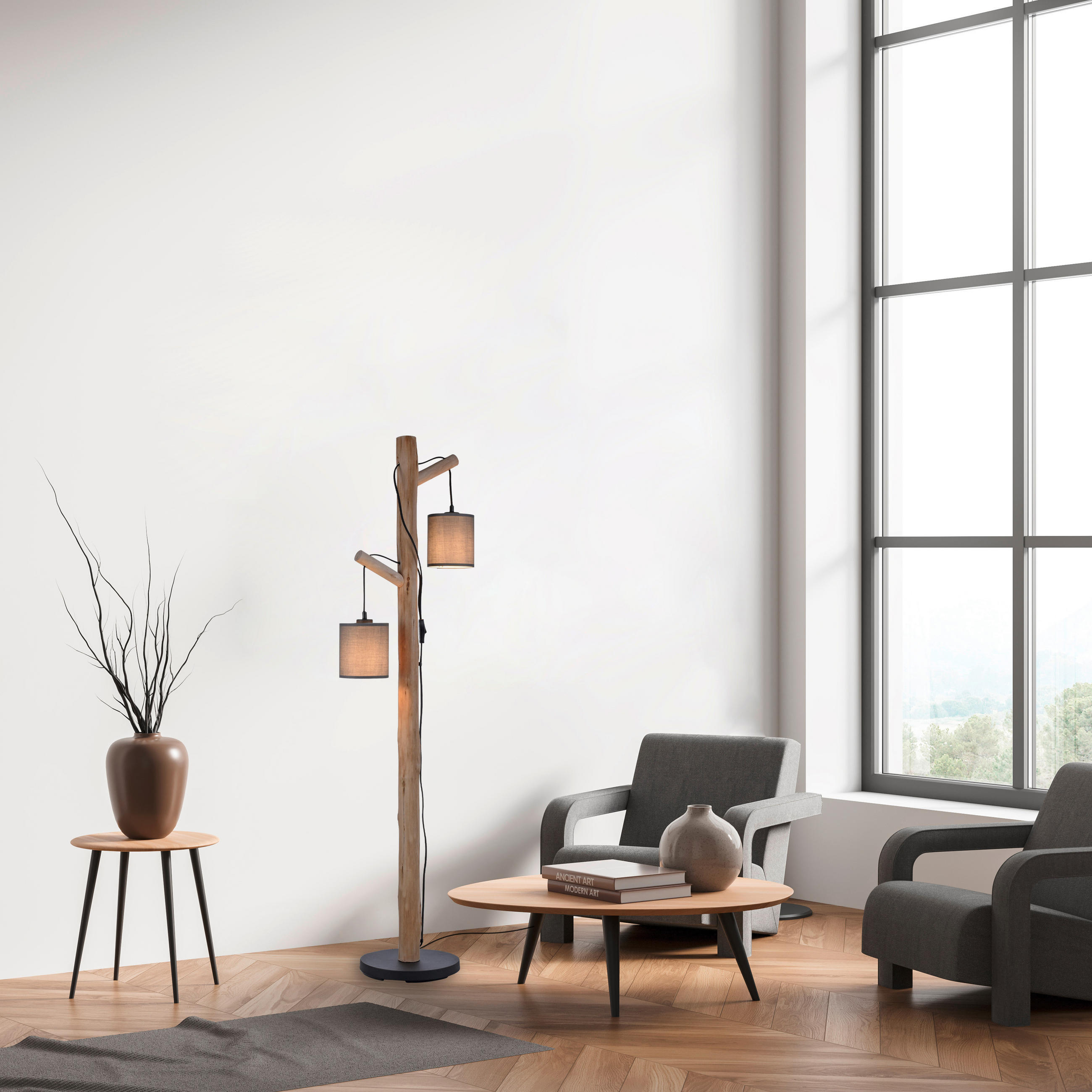 STEHLEUCHTE 39/28/150 cm    - Taupe, Natur, Holz/Kunststoff (39/28/150cm)