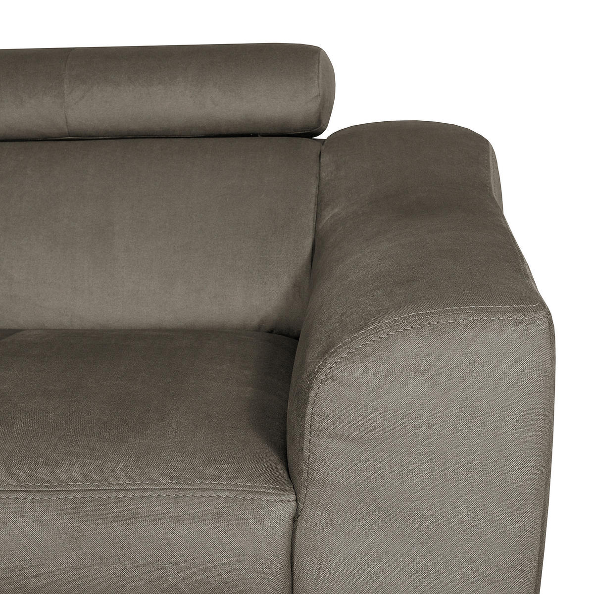 ECKSOFA in Webstoff Graubraun  - Graubraun/Buchefarben, Design, Holz/Textil (208/245cm) - Livetastic