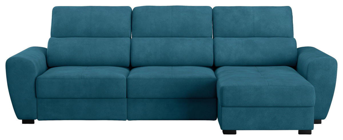 ECKSOFA Blau Mikrofaser Bettkasten, Schlaffunktion, Rücken echt, Liegefläche im Originalstoff  - Blau/Schwarz, KONVENTIONELL, Kunststoff/Textil (285/177cm) - Carryhome