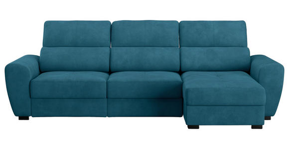 ECKSOFA Blau Mikrofaser Bettkasten, Schlaffunktion, Rücken echt, Liegefläche im Originalstoff  - Blau/Schwarz, KONVENTIONELL, Kunststoff/Textil (285/177cm) - Carryhome