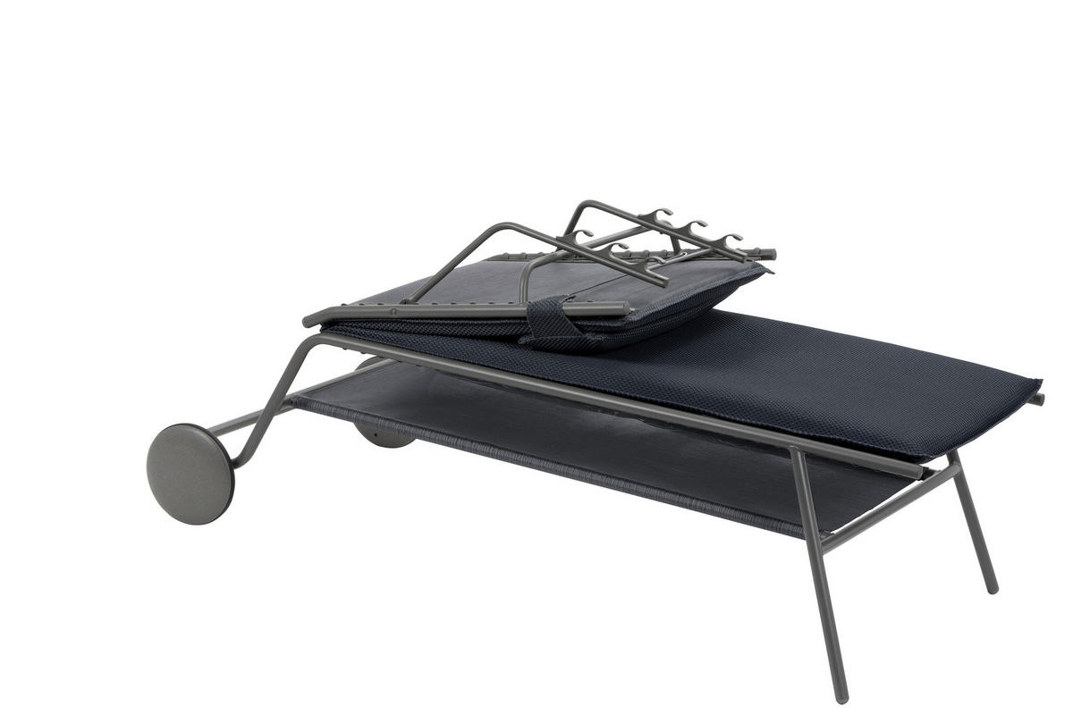 GARTENLIEGE 80/48/200 cm  - Dunkelgrau, Basics, Textil/Metall (80/48/200cm) - Lafuma Mobilier