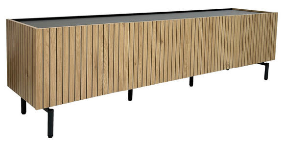LOWBOARD LINO in 181/50/40 cm - Eichefarben/Schwarz, Design, Holzwerkstoff/Metall (181/50/40cm) - Xora