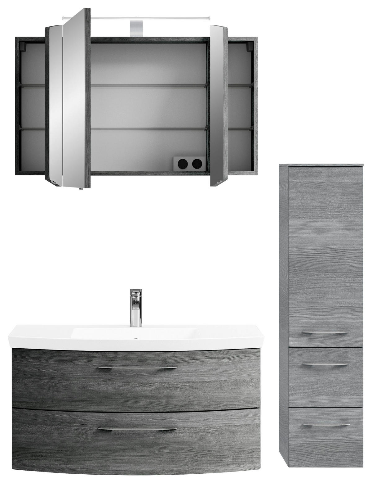 BADEZIMMER 4-teilig  in 131 cm  - Chromfarben/Graphitfarben, KONVENTIONELL, Glas/Holzwerkstoff (131cm) - Pelipal