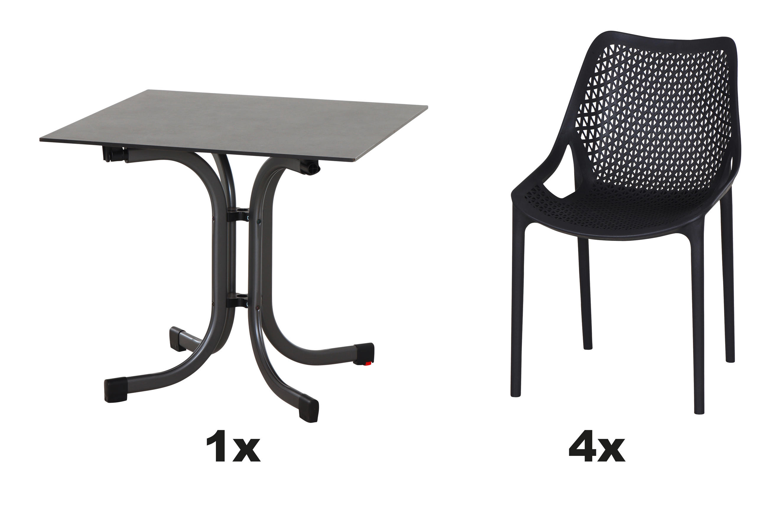 GARTENGARNITUR 5-teilig Stahl  - Anthrazit, Basics, Kunststoff/Metall (80/81/80cm) - Siena Garden