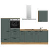 KÜCHENLEERBLOCK 300 cm   in Eichefarben, Dunkelgrün  - Dunkelgrün/Eichefarben, MODERN, Holzwerkstoff/Metall (300cm) - Nobilia