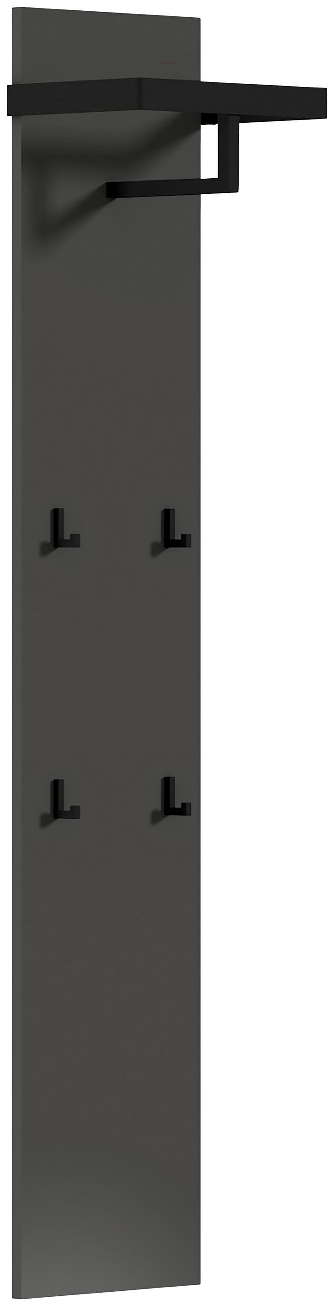 GARDEROBENPANEEL  in 35/165/25 cm  - Anthrazit/Schwarz, Design, Holzwerkstoff/Metall (35/165/25cm) - Dieter Knoll