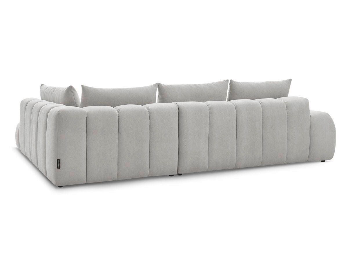 ECKSOFA Ottomane rechts  EVEREST Hellgrau Struktur  - Hellgrau/Schwarz, MODERN, Kunststoff/Textil (352/210cm) - Livetastic