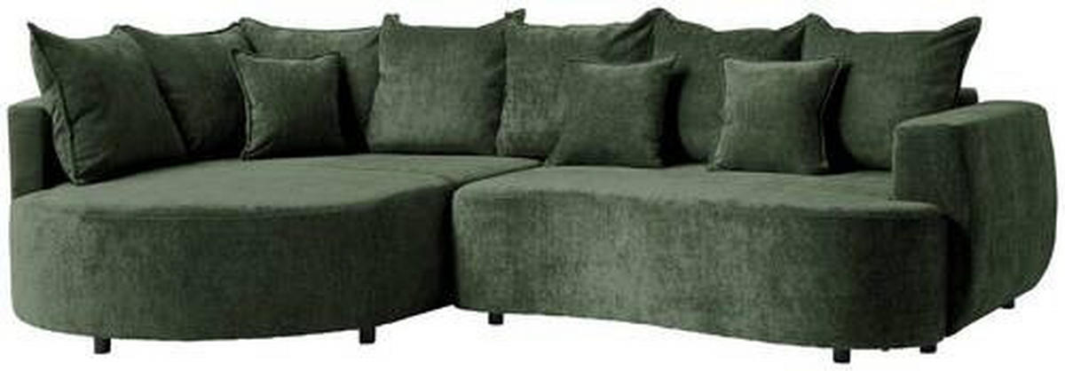 ECKSOFA in Chenille Dunkelgrün  - Dunkelgrün/Schwarz, Design, Kunststoff/Textil (194/307cm) - Carryhome