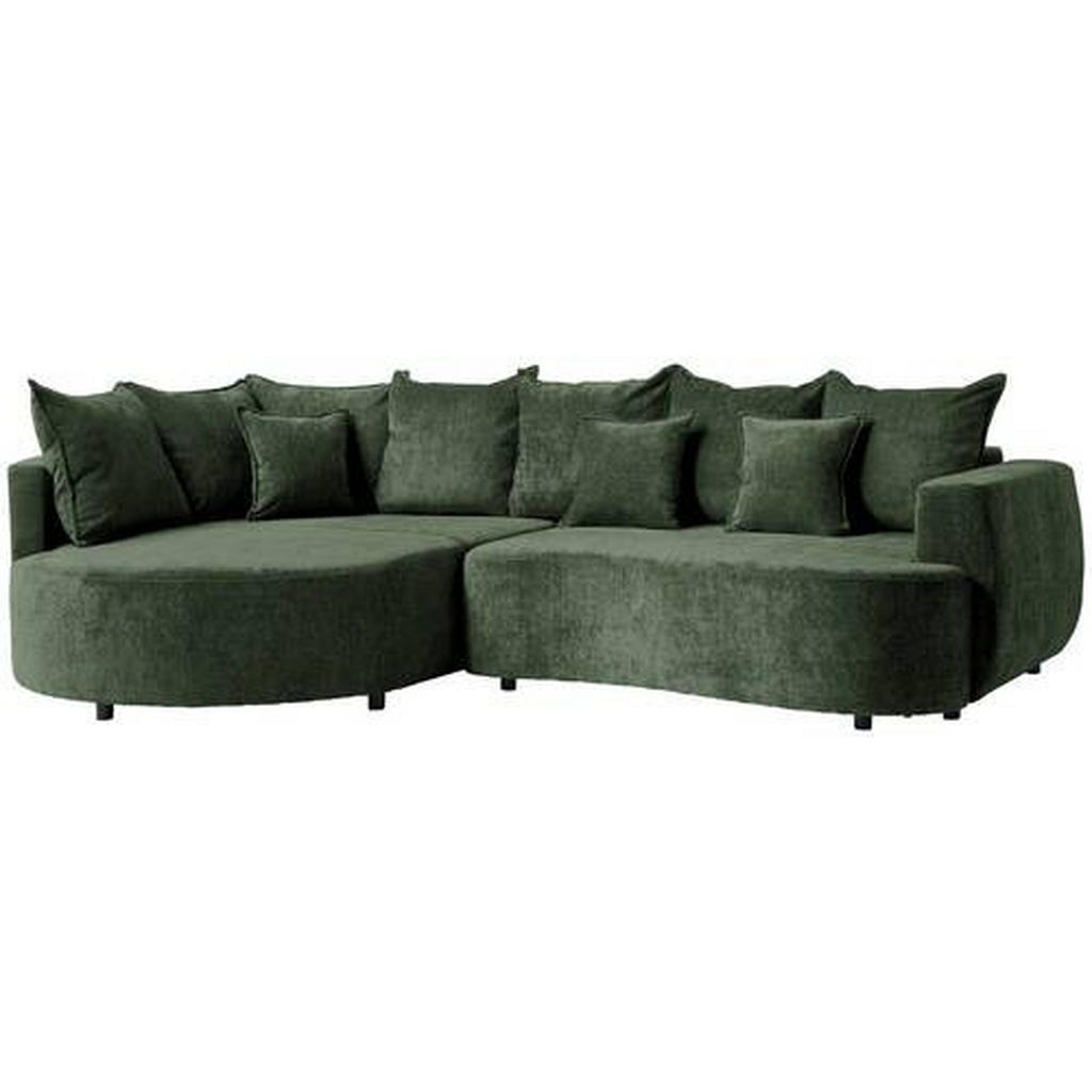 Thumbnail - Carryhome Ecksofa, Dunkelgrün, Textil, 3-Sitzer, Füllung: Schaumstoff, Ottomane links, L-Form, 307x194 cm, Stoffauswahl,...