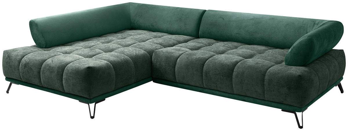 HÖRNSOFFA i chenille mörkgrön  - svart/mörkgrön, Modern, metall/textil (184/262cm) - MID.YOU