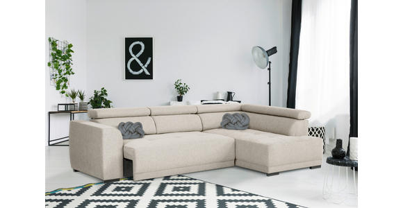 ECKSOFA Beige Struktur - Beige/Schwarz, Design, Kunststoff/Textil (284/205cm) - Xora