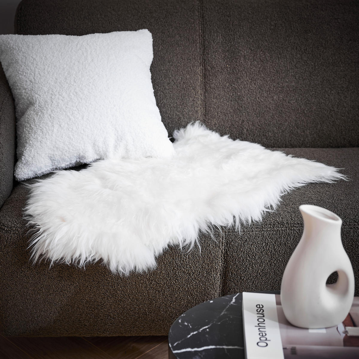 OVČÍ KOŽEŠINA, 65/45 cm, bílá - bílá, Konvenční, kožešina (65/45cm) - Linea Natura