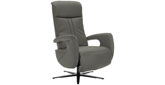 RELAXSESSEL in Leder Dunkelgrau  - Dunkelgrau/Schwarz, Design, Leder/Metall (71/112/83cm) - Dieter Knoll