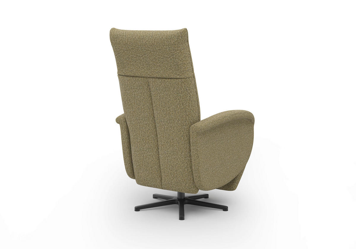 RELAXSESSEL GLENDALE E Chenille Kopfteilverstellung, Rücken echt    - Schwarz/Olivgrün, KONVENTIONELL, Textil/Metall (75/112/82cm) - Sit & More