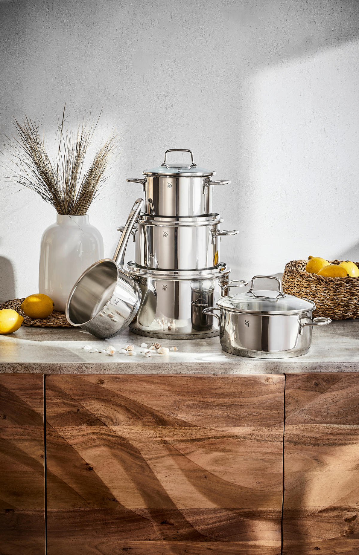 GRYT- OCH KASTRULLSET 5 delar  - stålfärgad, Basics, metall/glas - WMF