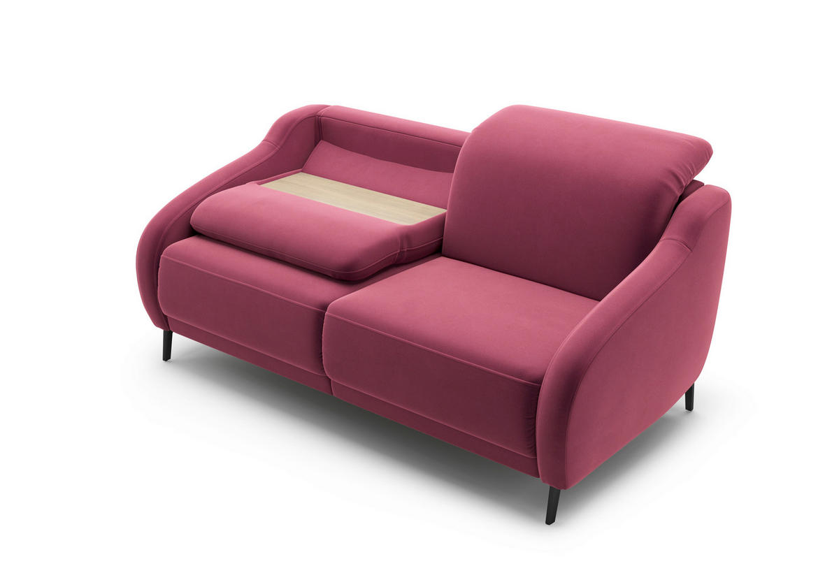 3-SITZER-SOFA Samt Aubergine  - Aubergine/Schwarz, MODERN, Textil/Metall (192/93/104cm) - Sit & More