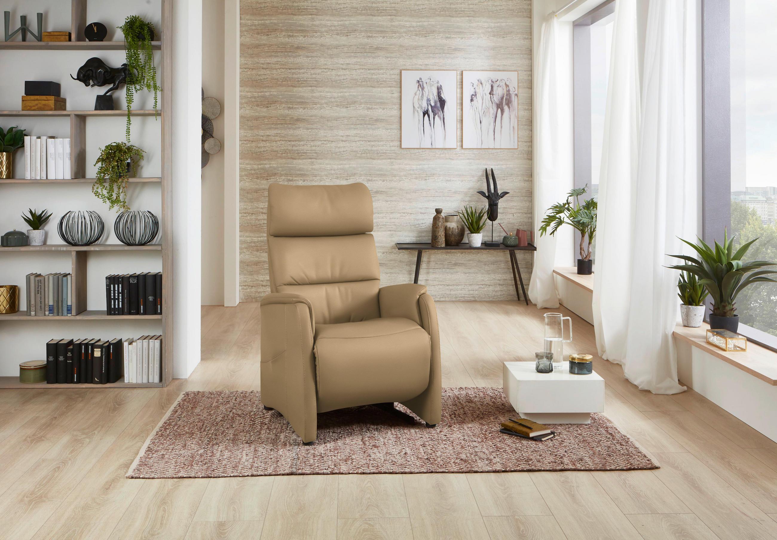 FERNSEHSESSEL in Beige  - Beige/Schwarz, Konventionell, Leder/Kunststoff (69/109/83cm) - Cantus