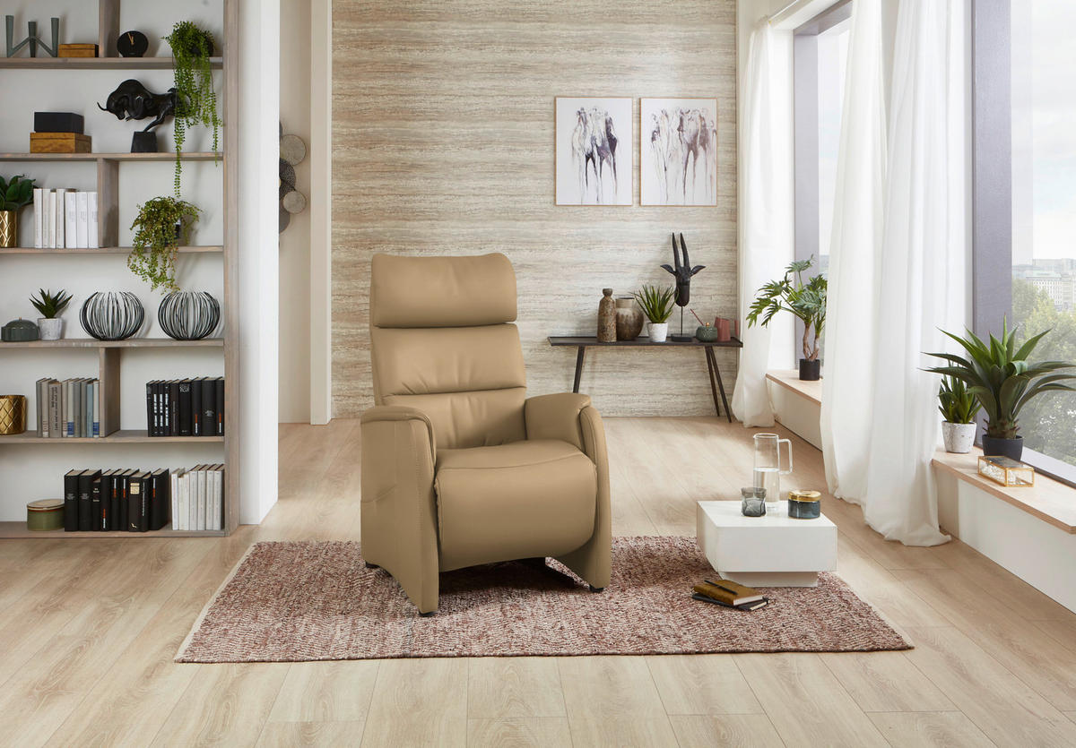 FERNSEHSESSEL in Beige  - Beige/Schwarz, KONVENTIONELL, Leder/Kunststoff (69/109/83cm) - Cantus