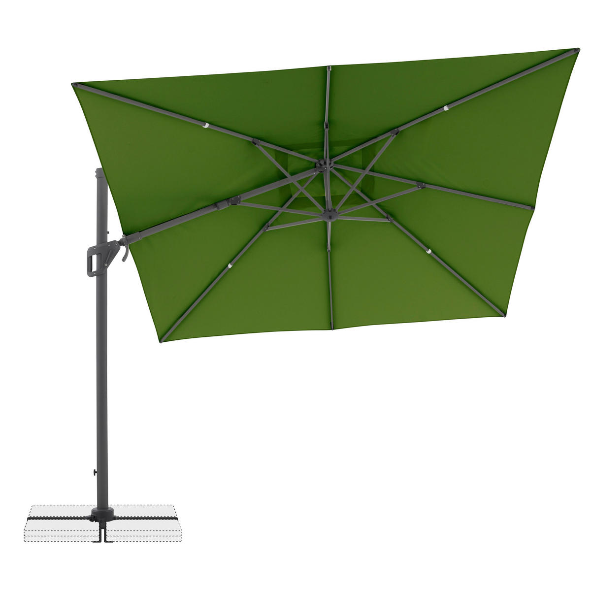 AMPELSCHIRM 300x300 cm  - Anthrazit/Grün, Design, Textil/Metall (300/300cm) - Amatio