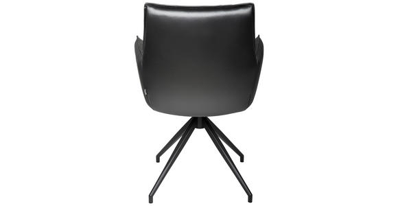ARMLEHNSTUHL in Eisen Lederlook - Schwarz/Grau, Design, Textil/Metall (59/89,5/63cm) - Novel