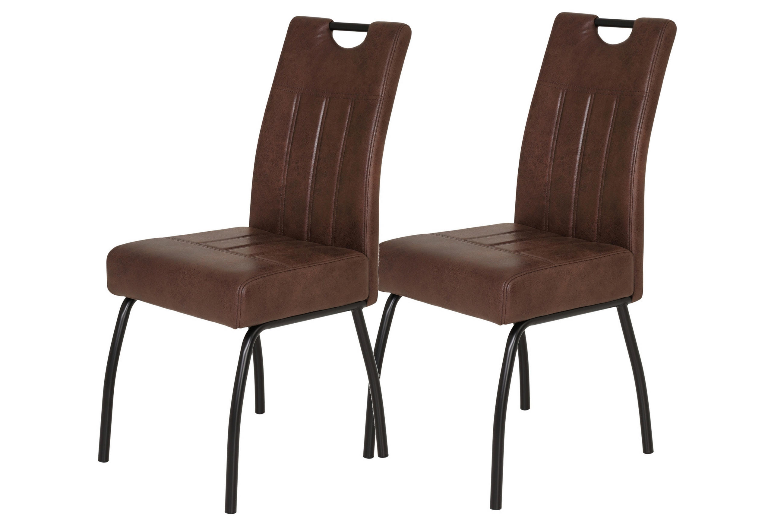 STUHL-SET 2 Stück  in Stahl Mikrofaser  - Braun, MODERN, Textil/Metall (43/99/60cm) - MID.YOU