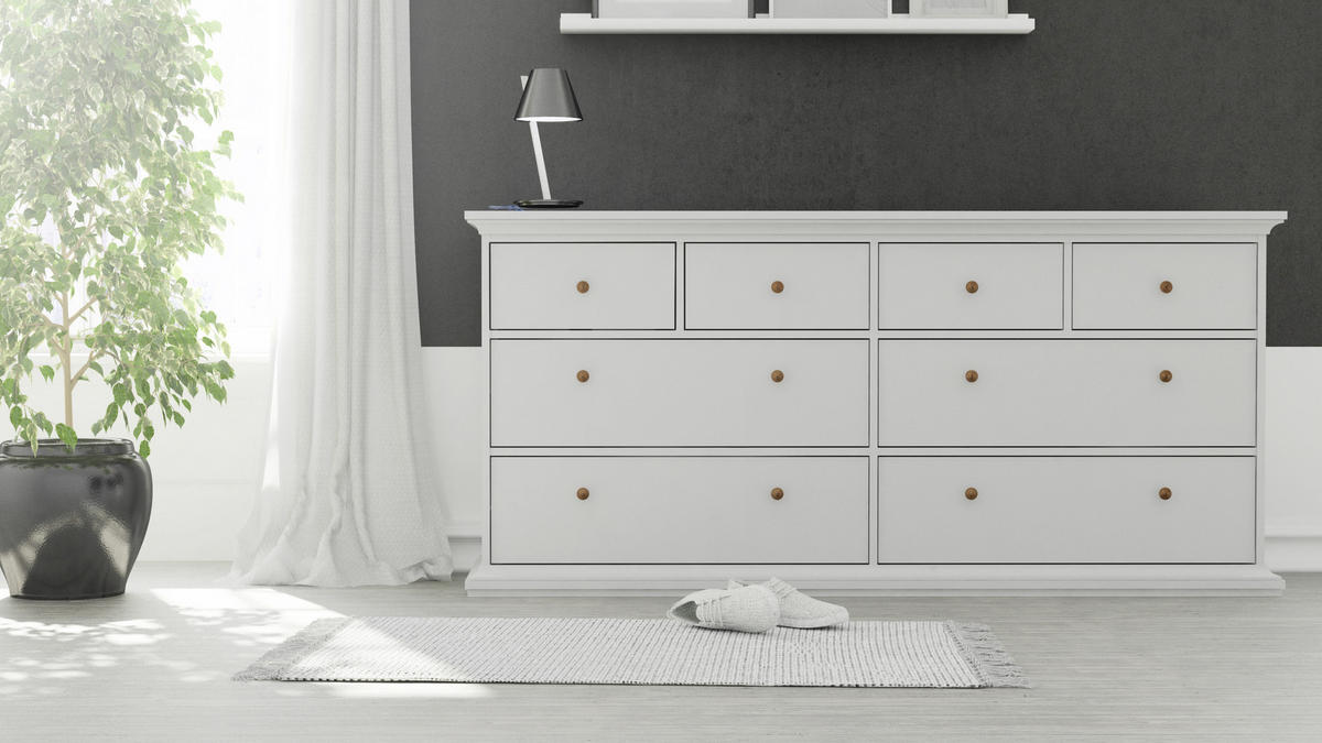 BYRÅ 183,4/86,88/48,5 cm  - vit/mässingsfärgad, Design, metall/trämaterial (183,4/86,88/48,5cm) - Best Price