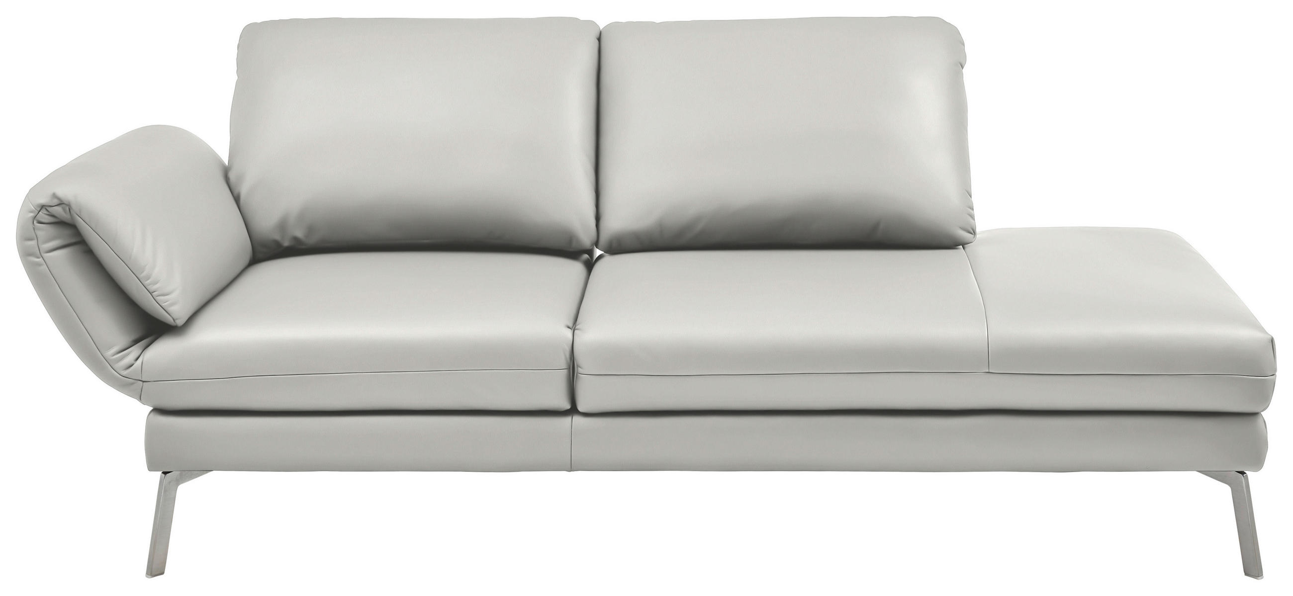 RÉCAMIERE in Echtleder Hellgrau  - Chromfarben/Hellgrau, Design, Leder/Metall (209/85-109/95-16cm) - Dieter Knoll