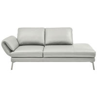 RÉCAMIERE in Echtleder Hellgrau  - Chromfarben/Hellgrau, Design, Leder/Metall (209/85-109/95-16cm) - Dieter Knoll