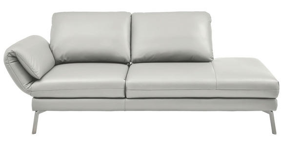 RÉCAMIERE in Echtleder Hellgrau - Chromfarben/Hellgrau, Design, Leder/Metall (209/85-109/95-16cm) - Dieter Knoll