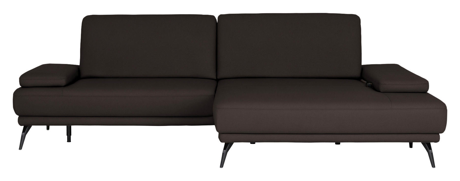 ECKSOFA Echtleder Schwarzbraun  - Schwarzbraun/Schwarz, Konventionell, Leder/Metall (301/180cm) - Joop!