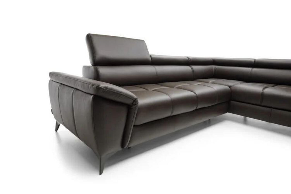 UGAONA GARNITURA tamnobraon  - tamnobraon/crna, Moderno, koža/metal (265x222/75-95/98cm) - Welnova