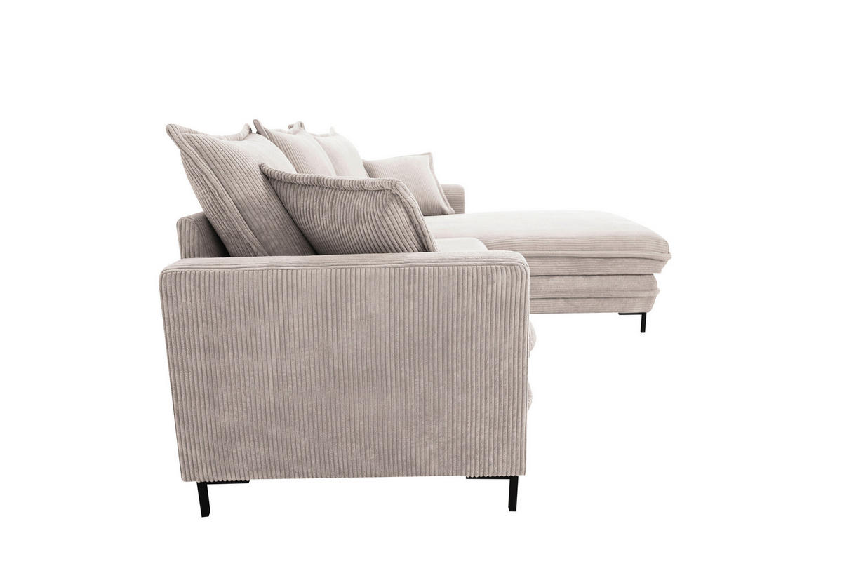 ECKSOFA Creme  - Hellgrau/Creme, Design, Textil/Metall (272/174cm) - MID.YOU