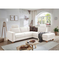 ECKSOFA 236/213 cm  in Flachgewebe Creme Stauraum, Kopfstütze, Liegefläche im Originalstoff  236/213 cm  - Eichefarben/Creme, KONVENTIONELL, Holz/Textil (236/213cm) - Sit & More