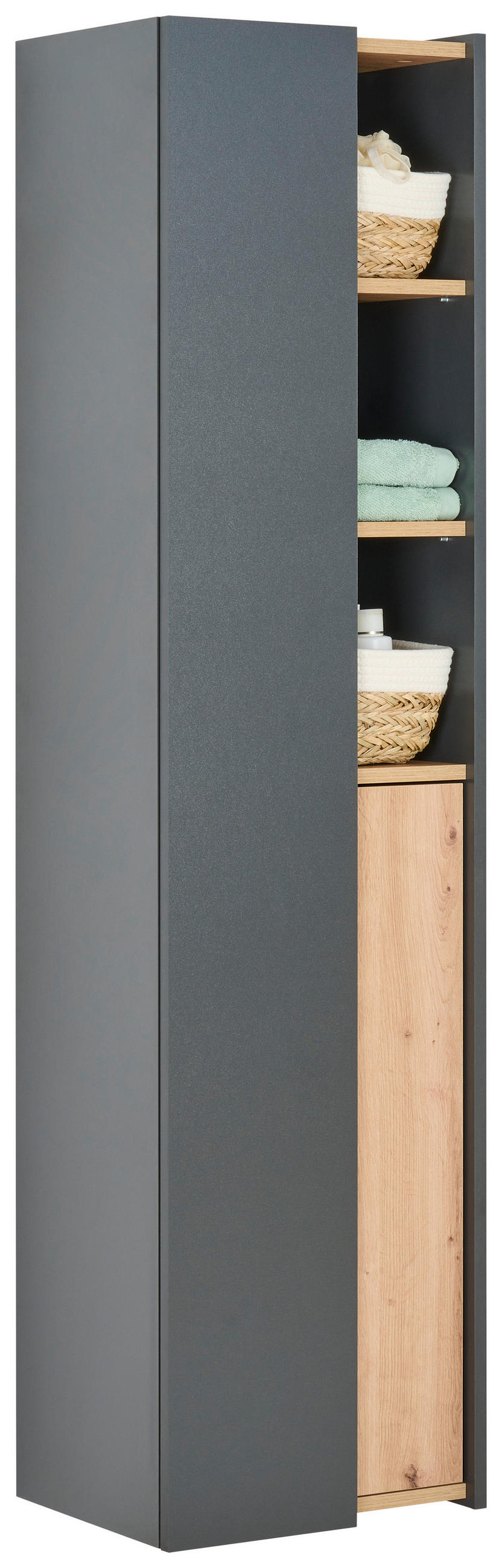 home24 Hochschrank Palium Anthrazit, Eiche Artisan 40.2x160x31.7 cm