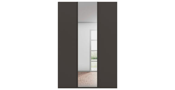 DREHTÜRENSCHRANK 151/223/61 cm,  in Graphitfarben, 3-türig  - Graphitfarben, Basics, Glas/Holzwerkstoff (151/223/61cm) - Novel