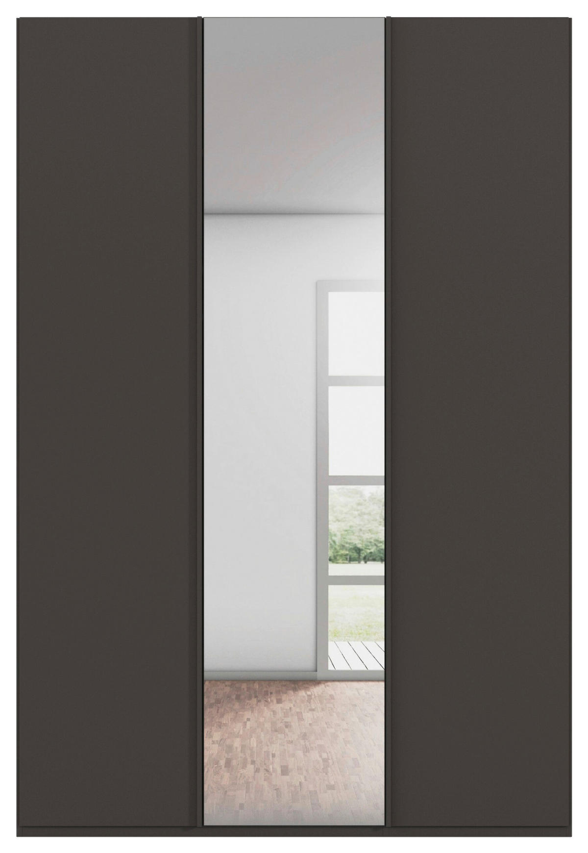 DREHTÜRENSCHRANK 151/223/61 cm,  in Graphitfarben, 3-türig  - Graphitfarben, Basics, Glas/Holzwerkstoff (151/223/61cm) - Novel