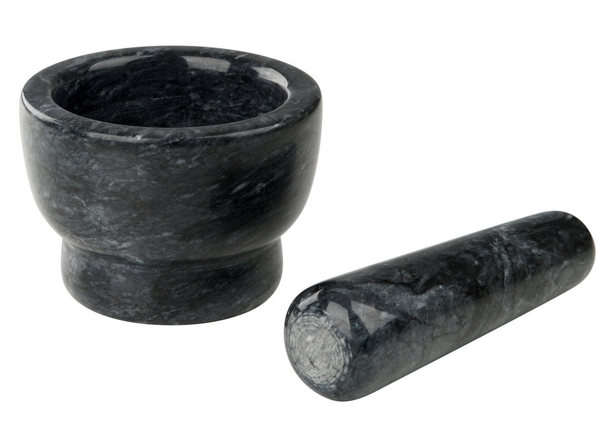 MÖRSERSET  - Schwarz, Design, Stein (9,5cm) - Chefkoch+Fackelmann