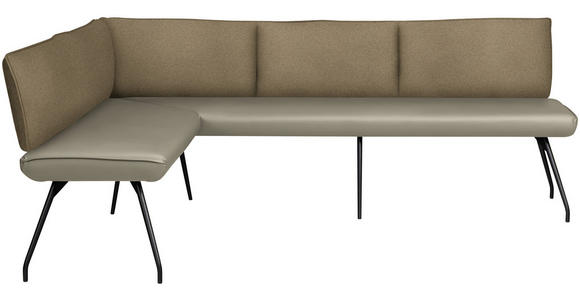 ECKBANK 165/225 cm  in Graubraun  - Graubraun/Schwarz, Design, Textil/Metall (165/225cm) - Moderano