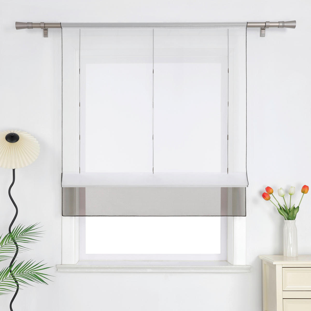 FALTROLLO  transparent  60/155 cm    - Hellgrau/Weiß, Basics, Textil (60/155cm)