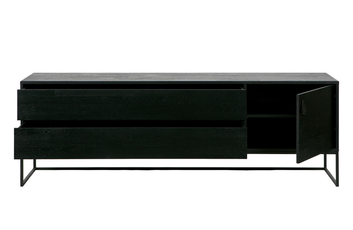 LOWBOARD  180/60,5/44 cm 2 Schublade(n)  - Schwarz, Design, Leder/Holz (180/60,5/44cm) - Livetastic