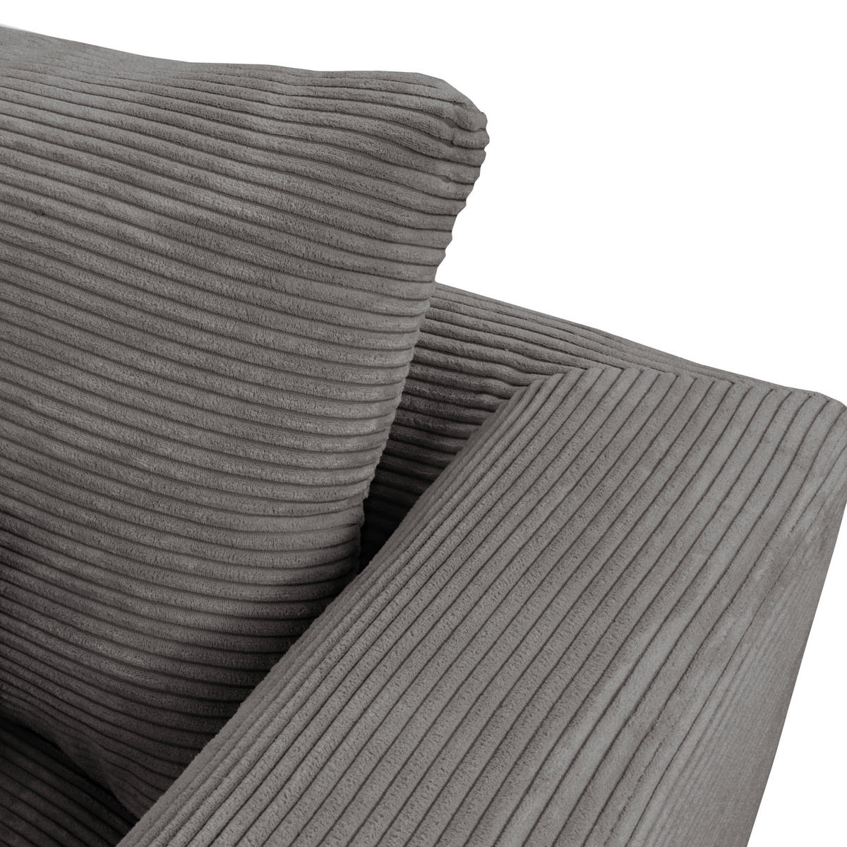 ECKSOFA in Cord Grau  - Schwarz/Grau, Design, Textil/Metall (172/313cm) - Livetastic
