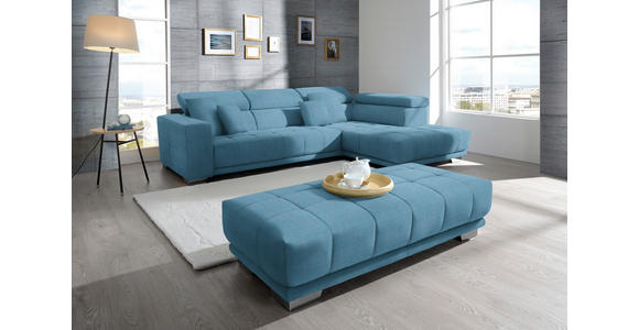 ECKSOFA in Mikrofaser Pastellblau  - Chromfarben/Pastellblau, Design, Textil/Metall (301/207cm) - Xora