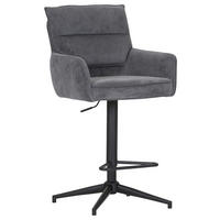 BARHOCKER Cord Anthrazit Stoffauswahl, Sitzfläche 360° drehbar  - Anthrazit/Schwarz, Design, Textil/Metall (54/98-120/58cm) - Novel
