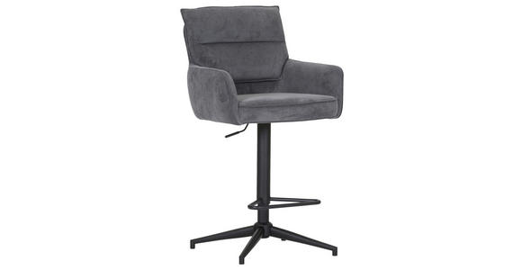 BARHOCKER Cord Anthrazit Stoffauswahl, Sitzfläche 360° drehbar  - Anthrazit/Schwarz, Design, Textil/Metall (54/98-120/58cm) - Novel