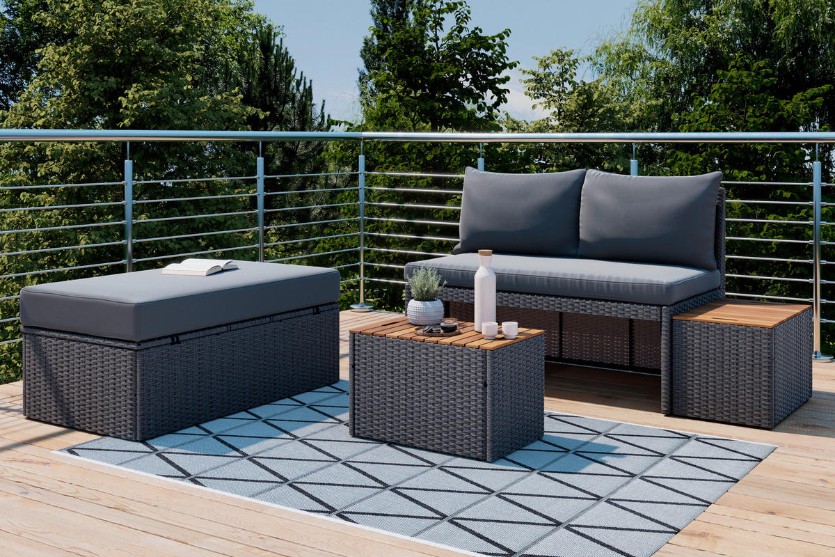 LOUNGEGARNITUR   113/72/62,5 cm Akazie massiv Eisen  - Dunkelgrau/Grau, MODERN, Holz/Kunststoff (113/72/62,5cm) - Ambia Garden