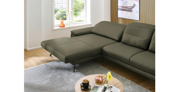 ECKSOFA in Echtleder Grau, Grün 193/332 cm - Schwarz/Grau, Design, Leder/Metall (193/332cm) - Dieter Knoll