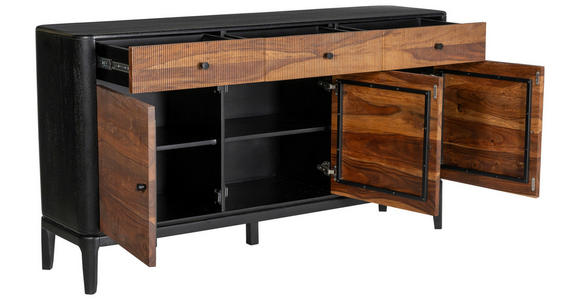 SIDEBOARD 160/87/40 cm  - Schwarz/Braun, Design, Holz/Metall (160/87/40cm) - Ambia Home