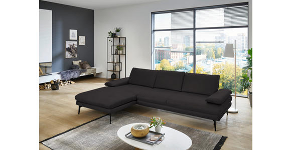 ECKSOFA in Echtleder Dunkelbraun 180/310 cm - Dunkelbraun/Schwarz, Design, Leder/Metall (180/310cm) - Dieter Knoll