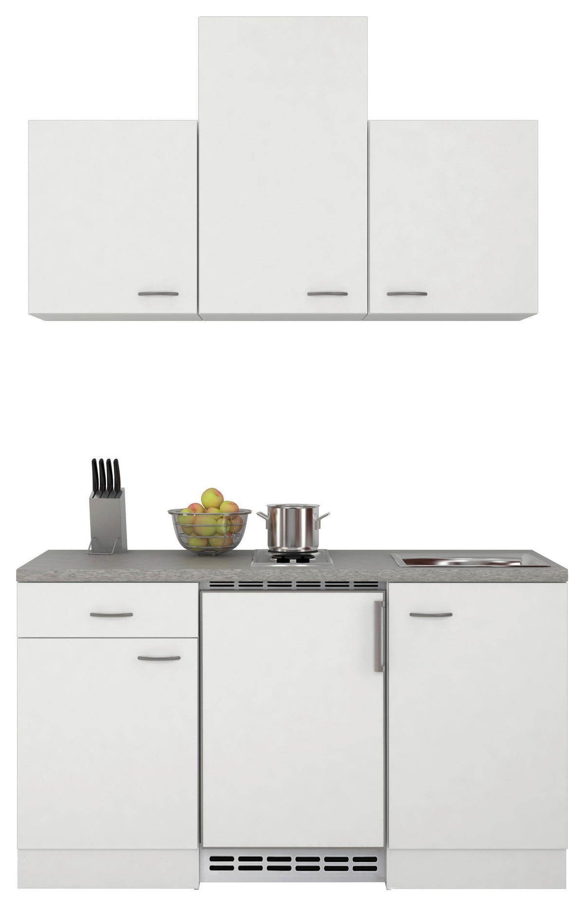 MINIKUCHYNĚ 150 cm - bílá/šedá, Moderní, kompozitní dřevo (150cm) - MID.YOU